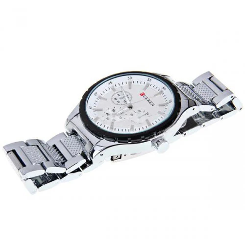 Curren Men's Chronograph with Stainless Steel Band (White 4.7cm Dial) - CUR006 - Image 4