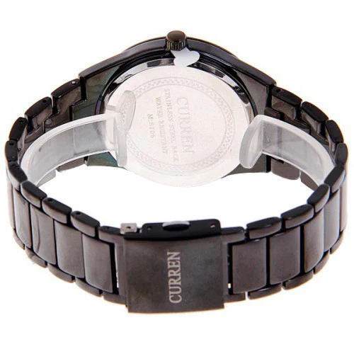 Curren Men's Black Stainless Steel Watch (White 4.3cm Dial) - CUR010 - Image 3