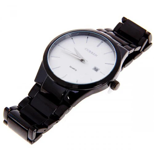 Curren Men's Black Stainless Steel Watch (White 4.3cm Dial) - CUR010 - Image 4