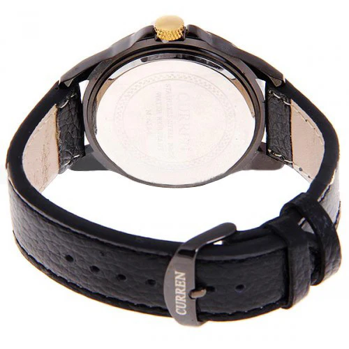 Curren Unisex Watch with Black Leather Band (Black 4.8cm Dial) - CUR012 - Image 3