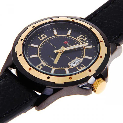 Curren Unisex Watch with Black Leather Band (Black 4.8cm Dial) - CUR012 - Image 4