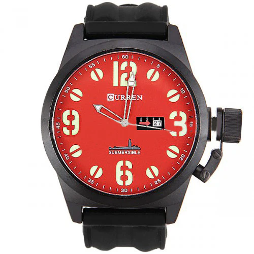 Curren Unisex Watch with Silicone Band (Red 57mm Dial) - CUR016 - Image 4