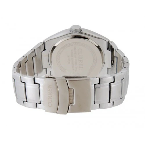 Curren Men's Stainless Steel Watch with Red Accents (White 4.5cm Dial) - CUR023 - Image 4