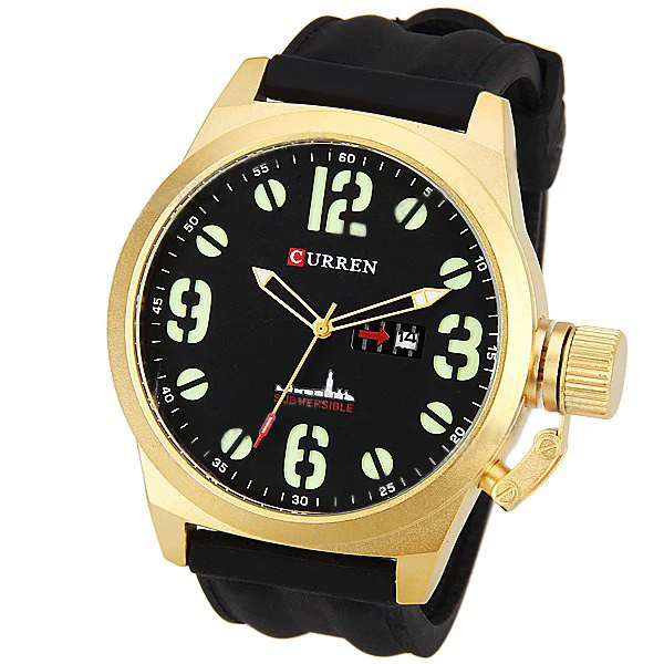 Curren Men's Watch and Silicone Band (Black 5.7cm Dial) - CUR043 - Image 3