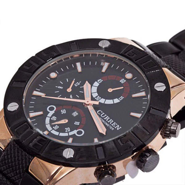 Curren Men's Black Stainless Steel Chronograph with Gold Accents (Black 4.3cm Dial) - CUR072 - Image 5