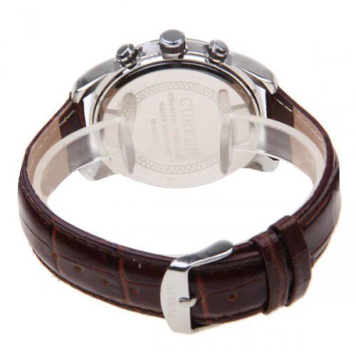 Curren Men's Chronograph with Leather Band (White 4.5cm Dial) - Roman - CUR080 - Image 4
