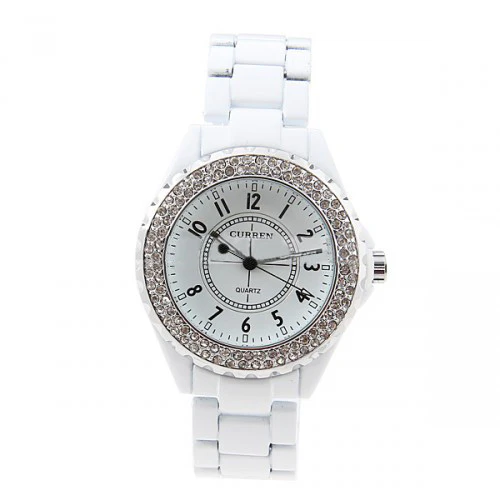 Curren Men's White Stainless Steel Waterproof Rhinestone Watch (White 4.5cm Dial) - CUR084 - Image 3