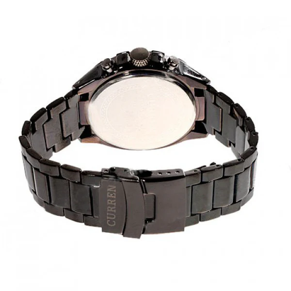 Curren Quartz Men's Black Stainless Steel Waterproof Chronograph with Red Accents (Black 4.5cm Dial) - CUR101 - Image 3