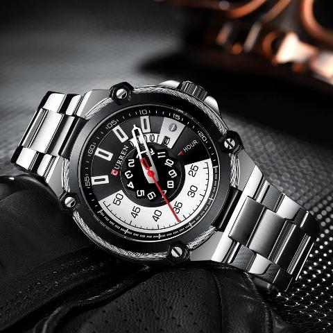 Curren Black n White Dial Watch (Dial 4.5cm) - CUR184 - Image 3
