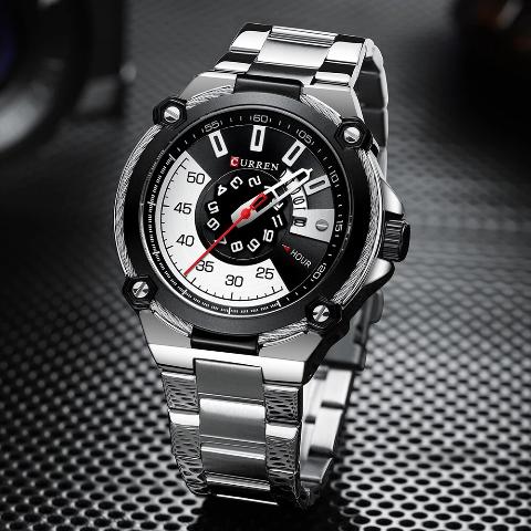 Curren Black n White Dial Watch (Dial 4.5cm) - CUR184 - Image 4