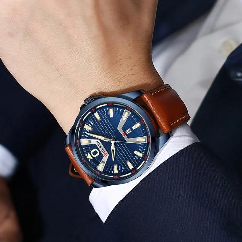 Curren Men's Leather Band Business Watch (Dial 4.7cm) - CUR182 - Image 3