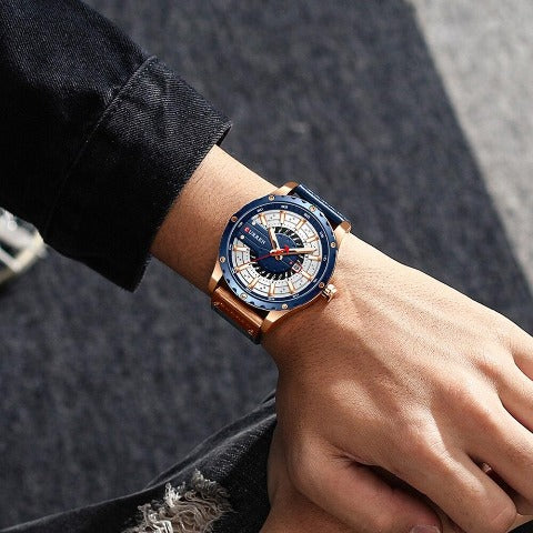 Curren Men's Waterproof Leather Band Watch (Dial 4.8cm) - CUR209 - Image 4