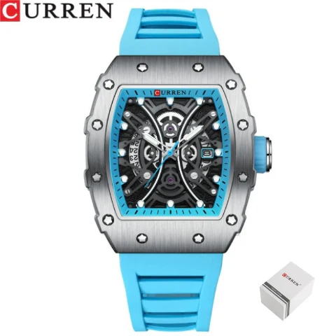 Curren New Square Waterproof Silicone Band Watch (Dial 4.4cm) - CUR230 - Image 6