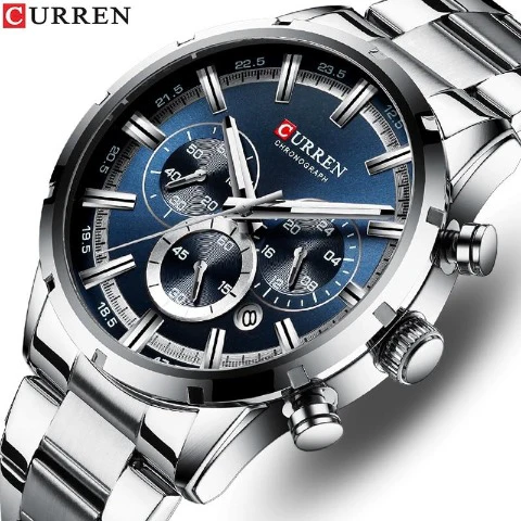 Curren Stainless Steel Chronograph Men's Watch (Dial - 4.7cm) - CUR198 - Image 5