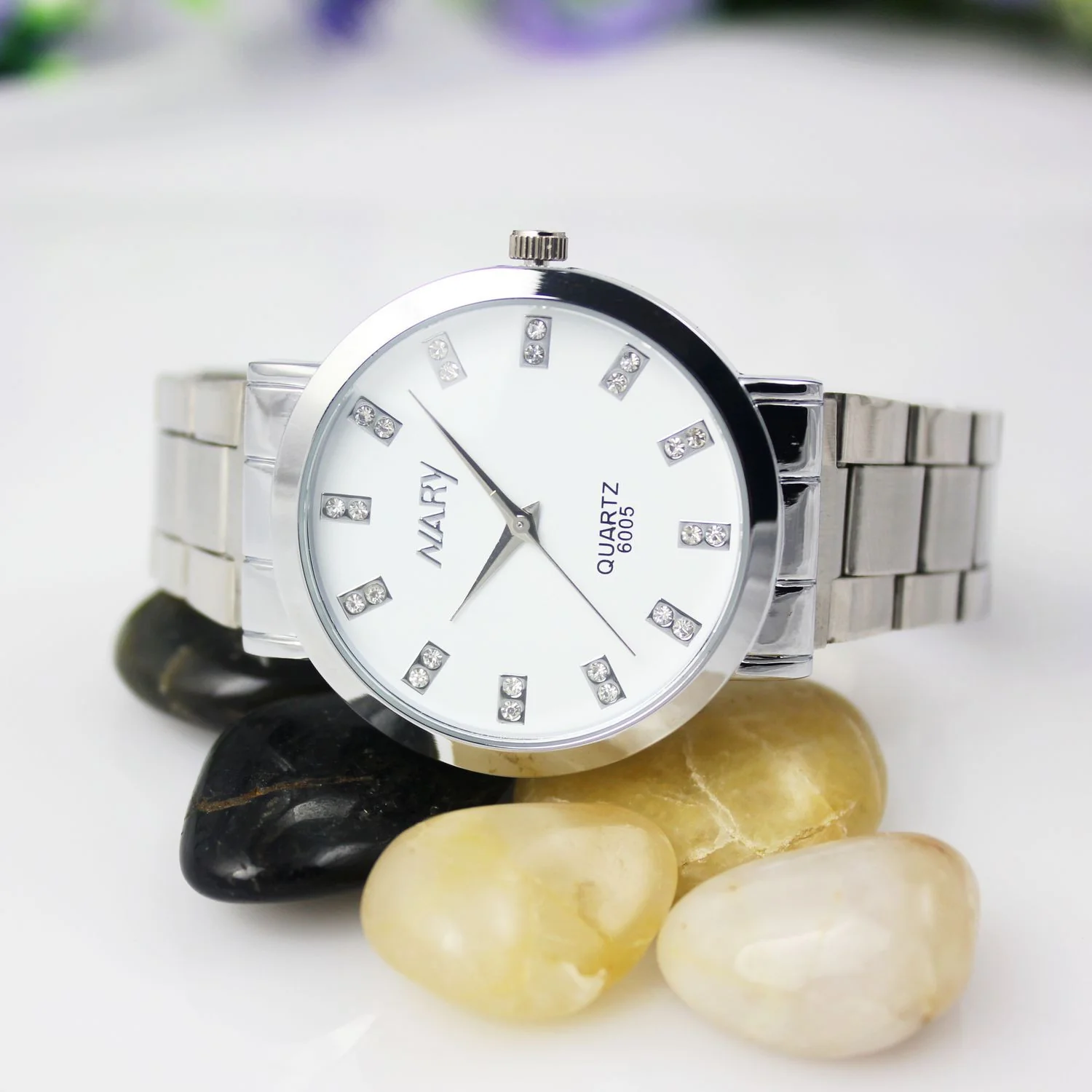 Nary Women's White Dial Stainless Steel Dress Watch-W6005W - Image 3
